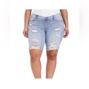 Distressed Light Blue Denim Shorts Bermuda Torrid 18